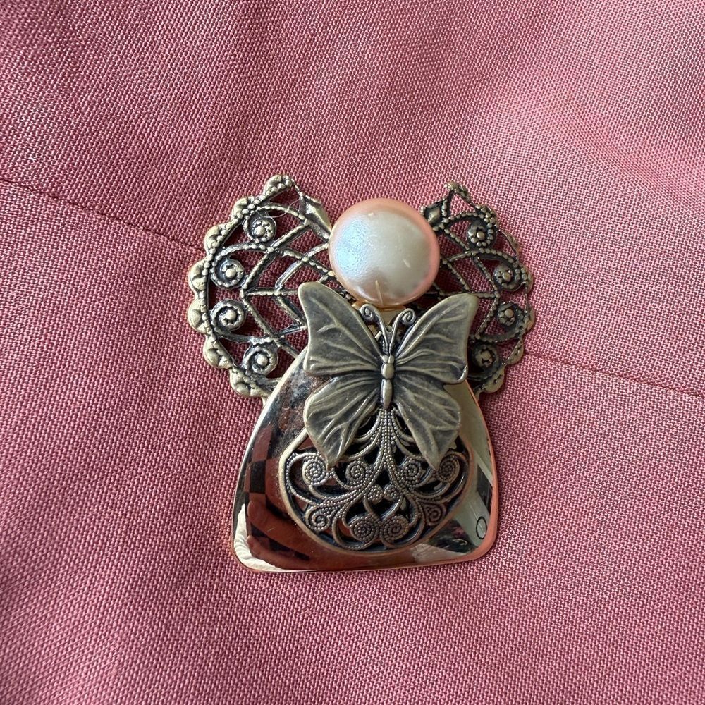 90s Jane Davis (AOL) Angel and Butterfly Cottage Core Cozy Brooch